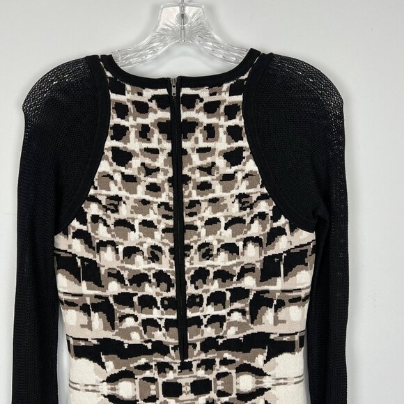 Parker Womens Hartley Knit Mini Dress Taupe Animal Print Long Sleeves size S - Picture 9 of 14